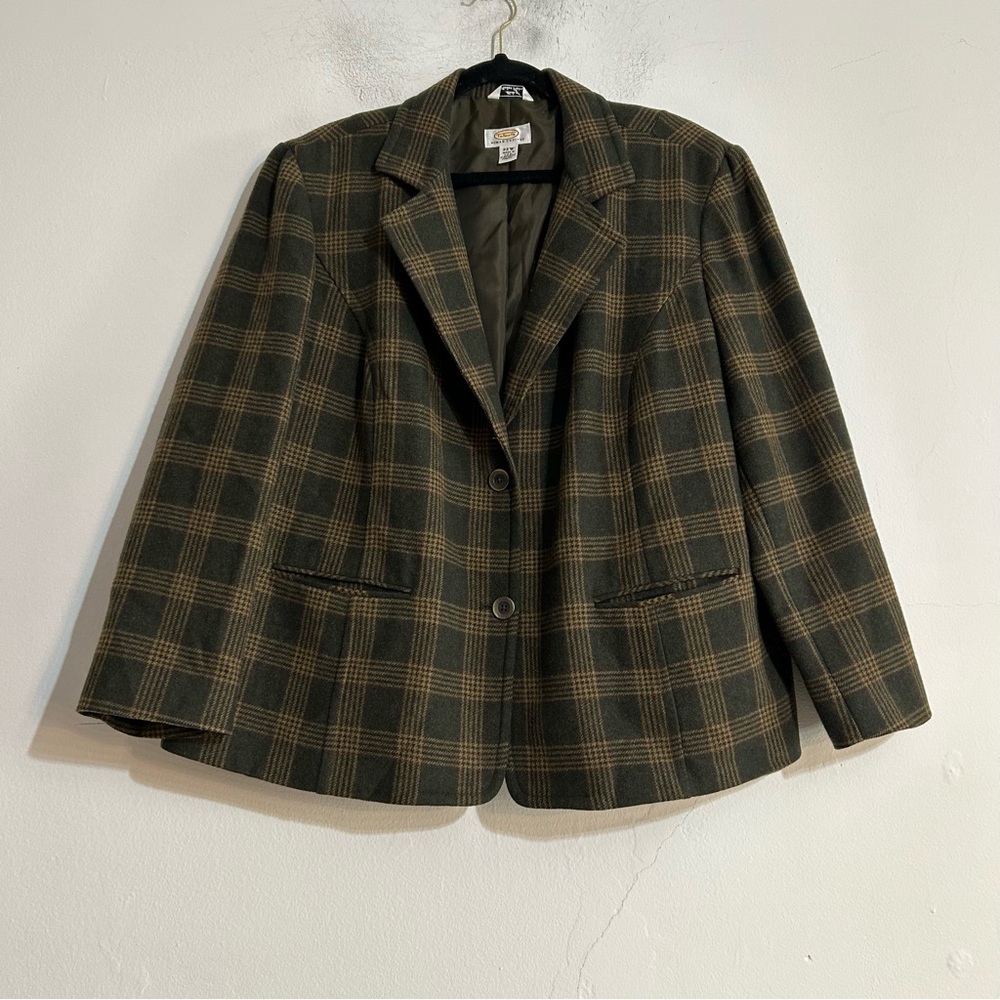 Vintage Talbots Wool Blend Plaid Blazer Jacket 22W Petite Preppy Academia Work